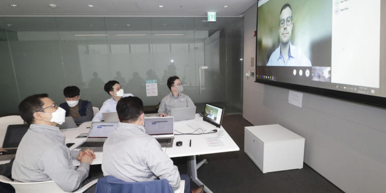 KT’s team met through a videoconference with Dan Wattendorf, Director of Innovative Technology Solutions at the Bill & Melinda Gates Foundation. / photo courtesy of KT