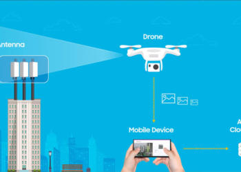 Samsung Electronics' new antenna alignment measurement solution using an AI-based drone for 4G and 5G networks.