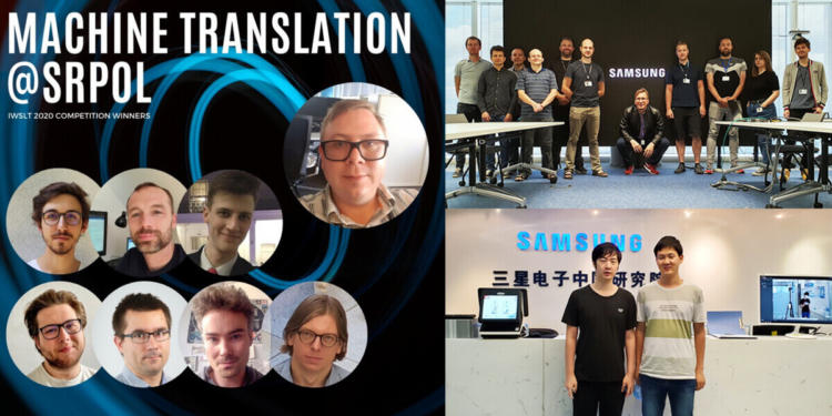 Samsung R&D Institute Poland Team who participated in this year’s IWSLT challenges (Left); Samsung R&D Institute Poland Team who participated in this year’s DCASE challenge (Upper Right); Members of the team from Samsung R&D Institute China-Beijing Team who participated in this year’s IWSLT challenges (Lower Right)