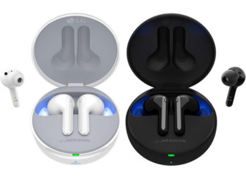 LG wireless earbuds with meridian sound and uv