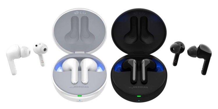 LG wireless earbuds with meridian sound and uv
