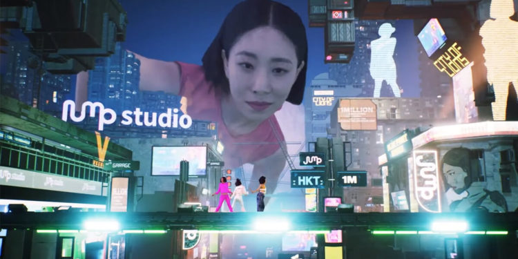 SK Telecom partners with PCCW to produce 5G-based virtual reality (VR) and augmented reality (AR) content and services in Hong Kong. Photo shows Korean choreographer Lia Kim appearing in SK Telecom's Jump video.