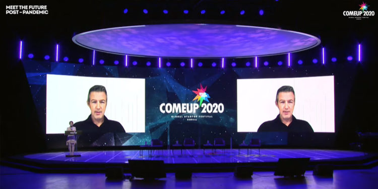 Matterport CEO RJ Pittman giving a keynote speech on the future of retail, discussing the blending of real and virtual commerce into businesses at the third day of COMEUP 2020.
