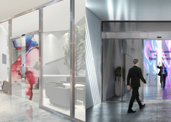 LG Electronics and ASSA ABLOY Entrance Systems to develop transparent OLED automatic doors. / photo courtesy of LG Electronics