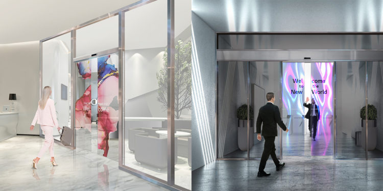 LG Electronics and ASSA ABLOY Entrance Systems to develop transparent OLED automatic doors. / photo courtesy of LG Electronics