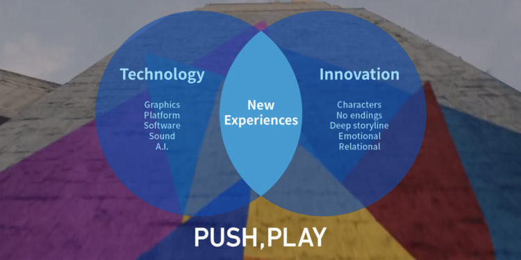 NCSOFT introduced its new mission statement " PUSH, PLAY " to improve its branding with innovative and future-oriented values and enhanced technology. / photo courtesy of NCSoft